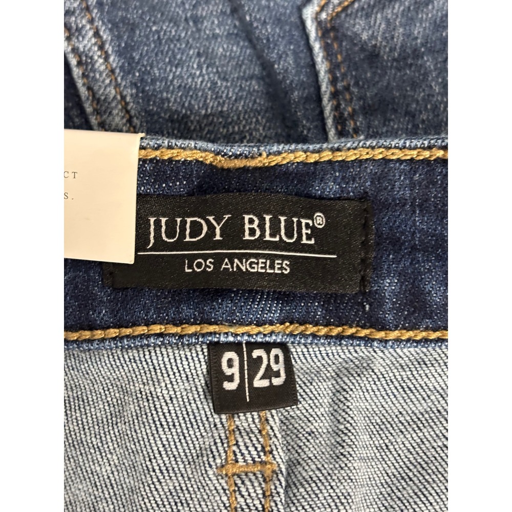Judy Blue Womens High Waist Wide Leg Distressed Dark Wash Jeans 9/29 NEW - Picture 2 of 4